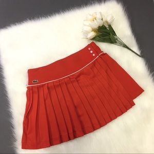 Lacoste Red Pique Pleated Tennis Golf Skirt